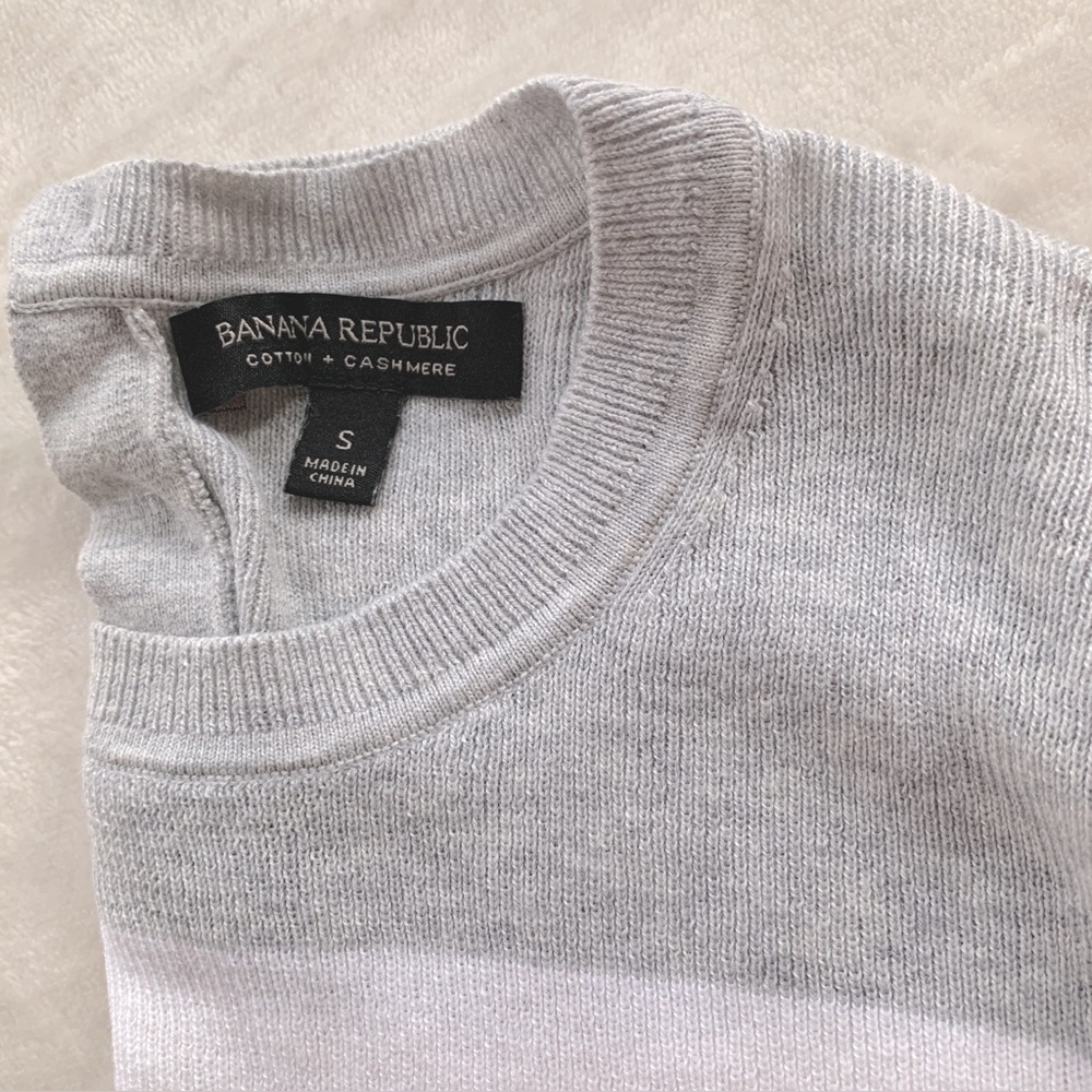 Banana Republic Rugby stripe crew neck Pima cotton/Cashmere Sweater SP - Picture 7 of 11